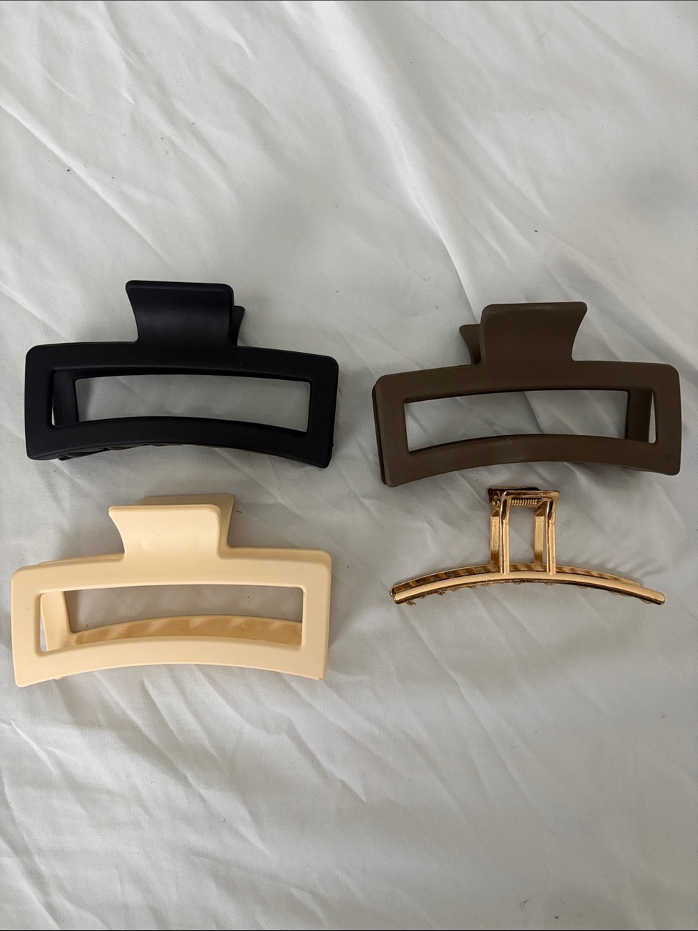 Classic Neutral Hair Claw Clip Set - Black, Brown, Cream, Gold